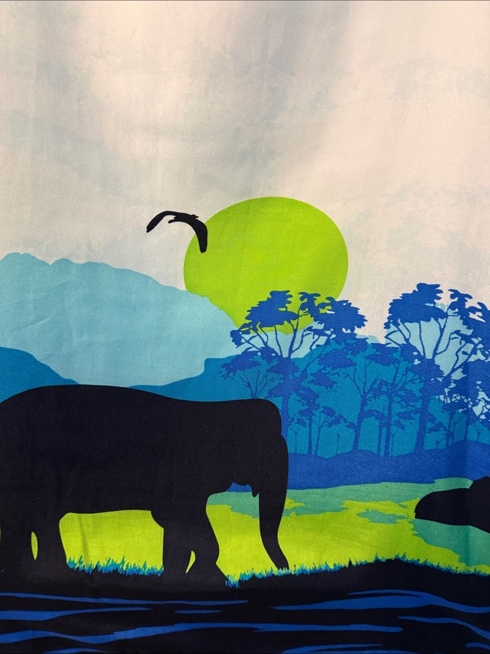 Woman’s size 14 crown & ivy White Dress with Blue and Green Elephant Scene - Picture 6 of 6